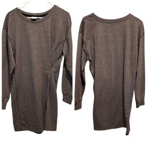 CABI Heather Grey Sweatshirt Style Dress Gathered Side Pullover Womens Sz Small